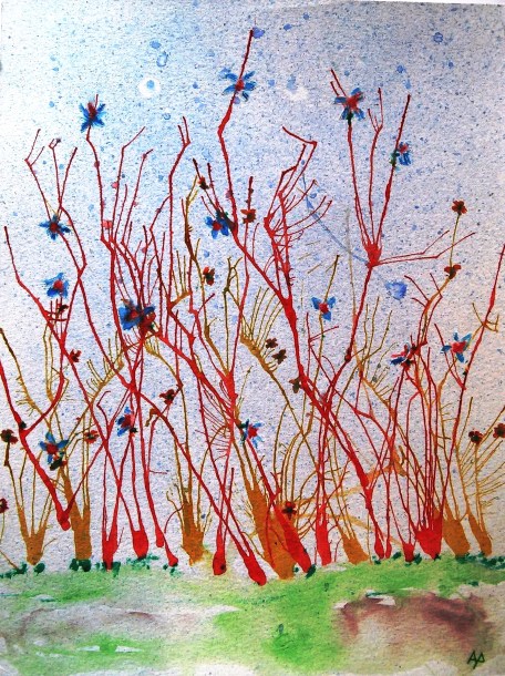 Fili colorati - China e acquarello su carta Fabriano