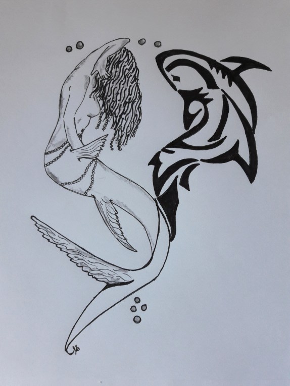 Sirena idea tattoo - ink su foglio