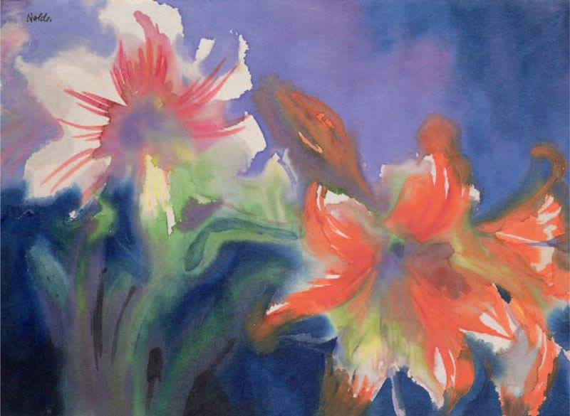 Emil Nolde White and Red Amaryllis