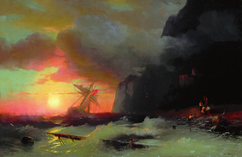 Ivan Konstantinovich Aivazovsky - Shipwreck near Mount Athos 1856